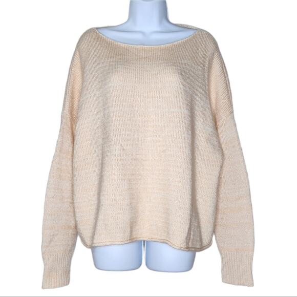 Madewell Threadmix Boatneck Sweater Light Orange Peach Boxy Knit Size Large - Picture 5 of 11